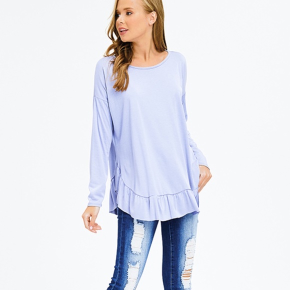 SO PRETTY!  Gorgeous Periwinkle Ruffle Top - Picture 4 of 7